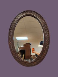 Large Oval Auburn Mirror