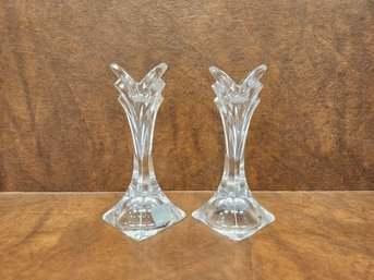 Mikasa Crystal Deco Candleholder Pair