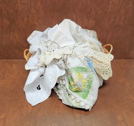 Basket Of Vintage Mixed Linens