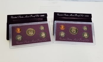 Set Of Two 1989 United States Mint Proof Sets  With COA's   (lot A)