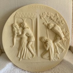 Vintage La Scala Italian Rigoletto Grand Opera Ivory Alabaster 3D Plate By Gino Ruggeri