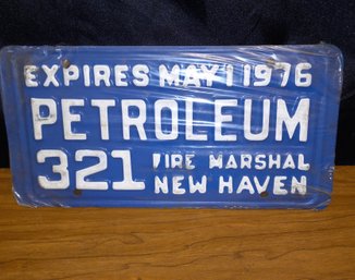 1976 New Haven Ct Fire Marshall Petroleum License Plate