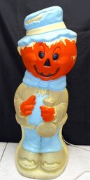 Vintage Lighted Pumpkin Head Blow Mold Halloween Decoration 33 Inch Tall