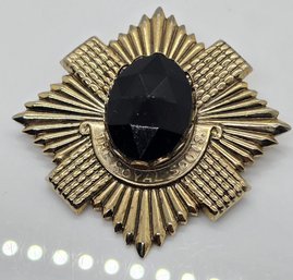 Incredibly Rare, Vintage Royal Scots Brooch In Goldtone