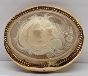 Vintage Figural Cameo Brooch Style Locket Pin