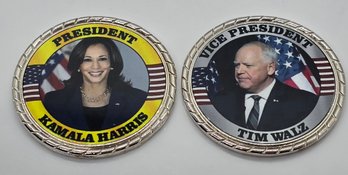 Kamala Harris Tim Walz 2 Sided Coin