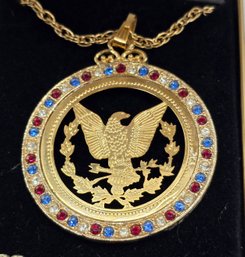 Vintage 18kt Gold Electroplate Eagle Pendant Necklace