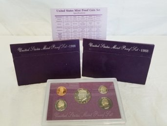 Set Of Two 1988 United States Mint Proof Sets - No COAs  (lot L)