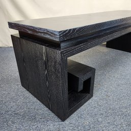 Modern Black Wood Coffee Table Greek Key