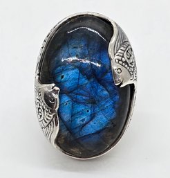 Bali, Labradorite Fish Ring In Sterling