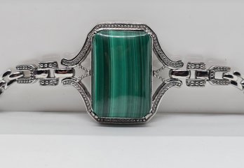 African Malachite Bracelet In Stainless