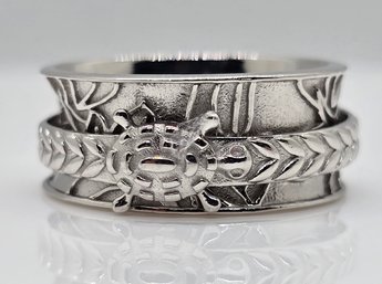 Size 7 Turtle Spinner Ring In Sterling