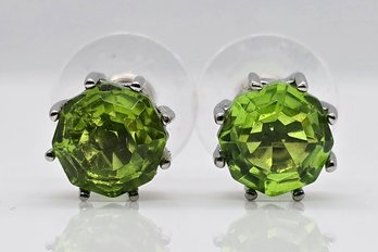 Chartreuse Quartz Stud Earrings In Stainless