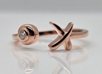 Moissanite XO Open Band Ring In Rose Gold Over Sterling