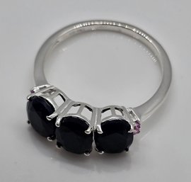 Blue & Pink Sapphire Ring In Sterling