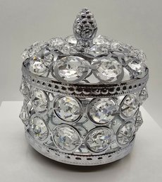 Silver Color Round Crystal Jewelry Box