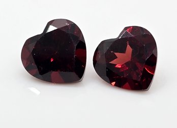 2 Red Garnet Hearts