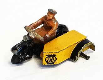 Vintage 1940s Dinky Toys AA Patrol Motorcycle & Sidecar And Driver 44-b Made By Meccano England