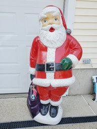 Very Large Vintage Hard Plastic Lighted Santa Claus Blow Mold Christmas Holiday Yard Decoration