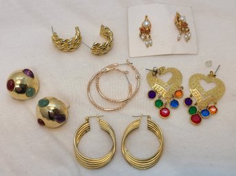 Vintage Lot Of 6 Pierced Fashion Earrings