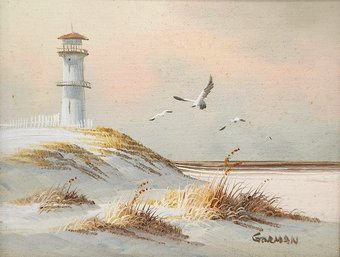 Lighthouse Seaside W/seagulls By Gorman