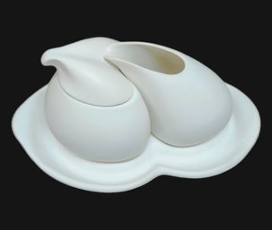 Vintage Peter Saenger Modern Ceramics Nesting Sugar Bowl Creamer Set