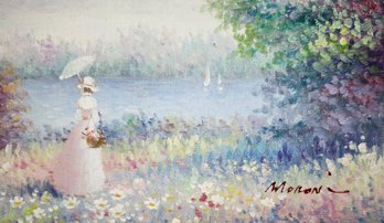 Vintage Lady With A Parasol Original Painting