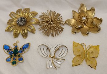 Lot Of 6 Fabulous Vintage Brooches