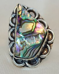 Silver Plated Size 6 Abalone Shell Ring