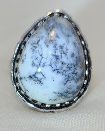 Silver Plated Size 9 Denrite Opal Ring