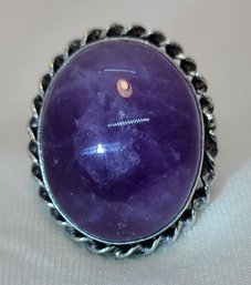 Lovely Silver Plated Size 8 Amethyst Ring