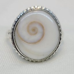 Silver Plated Size 6 Shiva Eye Shell Ring