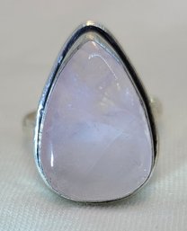 Silver Plated Size 8 Rose Quartz Ring