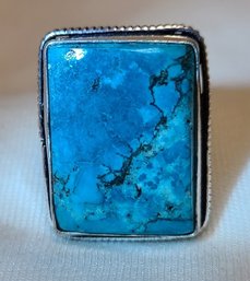 Silver Plated Size 6 Turquoise Ring