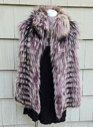 Sensational 1980's Genuine Silver Fox Fur Vest In Pink Pastel