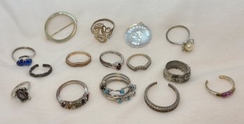 Lot Of 15 Pieces Of Jewelry ~ Several Marked Sterling ~ Wear Or Repair