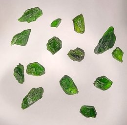 50 CT Tested 14 Assorted Green Chrome Diopside Gemstones