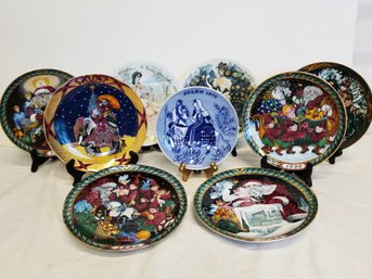 Vintage Set Of 9 Holiday Porcelain Collectors Plates:  Bing & Grondahl, D'Arceau Limoges And More