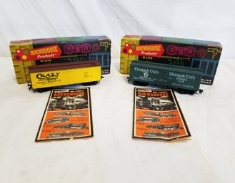 Vintage Roundhouse HO Gauge Yellow Crystal Water & Green Clicquot Club Ginger Ale Railroad Box Cars