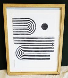 MCM Abstract 'curved Lines Under Glass' Framed Wall Art