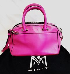 Small Magenta Milly Blake Crossbody Satchel Purse With Shoulder Strap & Dust Bag