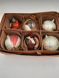 6 Antique Hand-Blown Christmas Ornaments