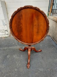 Vintage Tilt Top Carved Mahogany Chippendale Style Pie Crust Table- NO SHIPPING