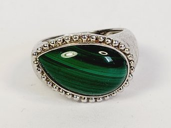 Gorgeous Sterling Silver Malachite Green Stone  Solid Ring