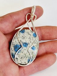 Hand Made Silver Tone K2 Granite Jasper  Stone Large Pendant