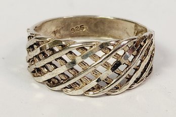 Vintage Sterling Silver Wicker Woven Mesh Ring