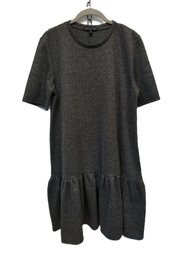 Banana Republic Gray Short Sleeve Flouncy Ruffle Hem Shift Dress - Size L  NWT