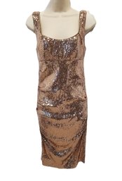 Nicole Miller Champagne Sequined Ruched Dress - Size 4