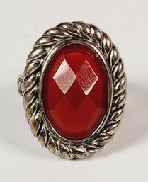 Vintage Sterling Silver Red Carnelian Stone Ring