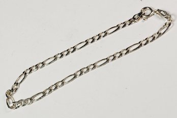 Shinny Italian Sterling Silver Figaro Curb Chain Link Bracelet